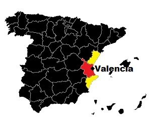 Mapa położenia Walencji na terytorium Hiszpanii