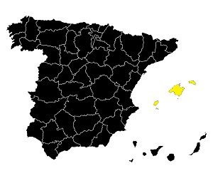 Baleary na mapie (Hiszpania)