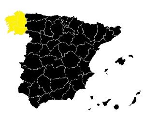Galicja wyodrębniona na mapie Hiszpanii